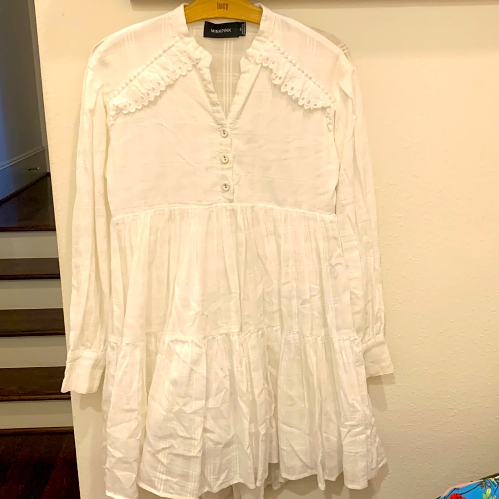 MINKPINK Erin Linen Shirt Dress